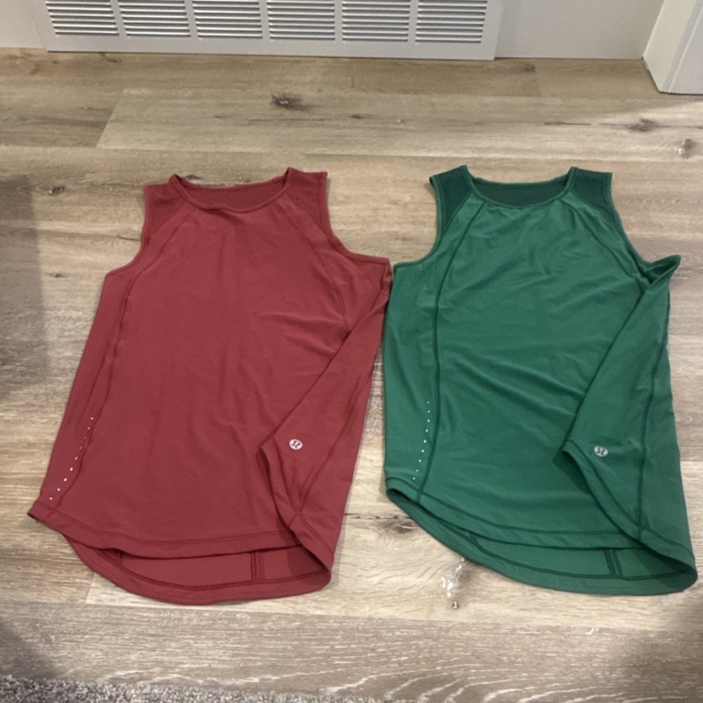 Lululemon Women's Sleeveless Athletic Tank Tops Red Green Lightweight Stretch